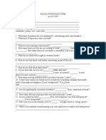 Sales Interview Form and Sales Aptitude Test