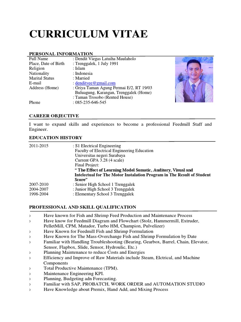 Contoh CV | PDF | Machines | Engineering