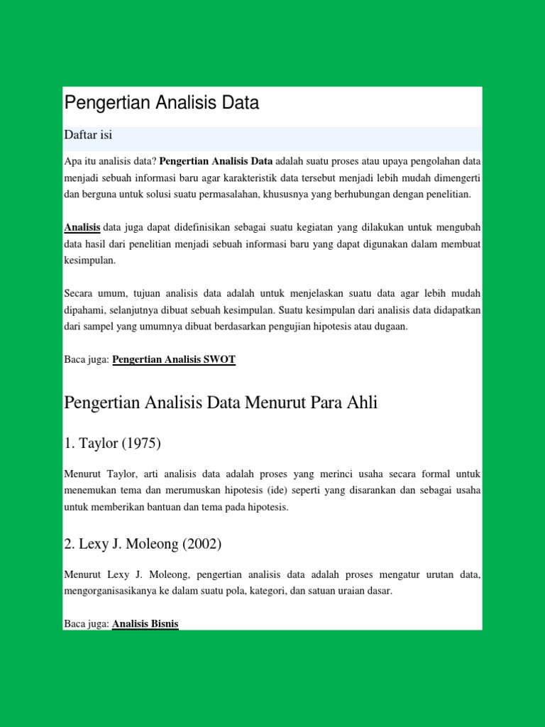 Pengertian Analisis Data Pdf