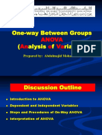 One-Way Between Groups (Alysis F Riance) : Anova An o Va