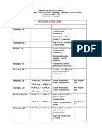 Parent and Students 2018 - 2019 Summer - Christmas Term Schedule