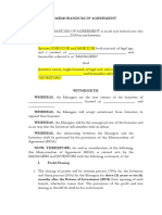 Memorandum of Agreement For Investment