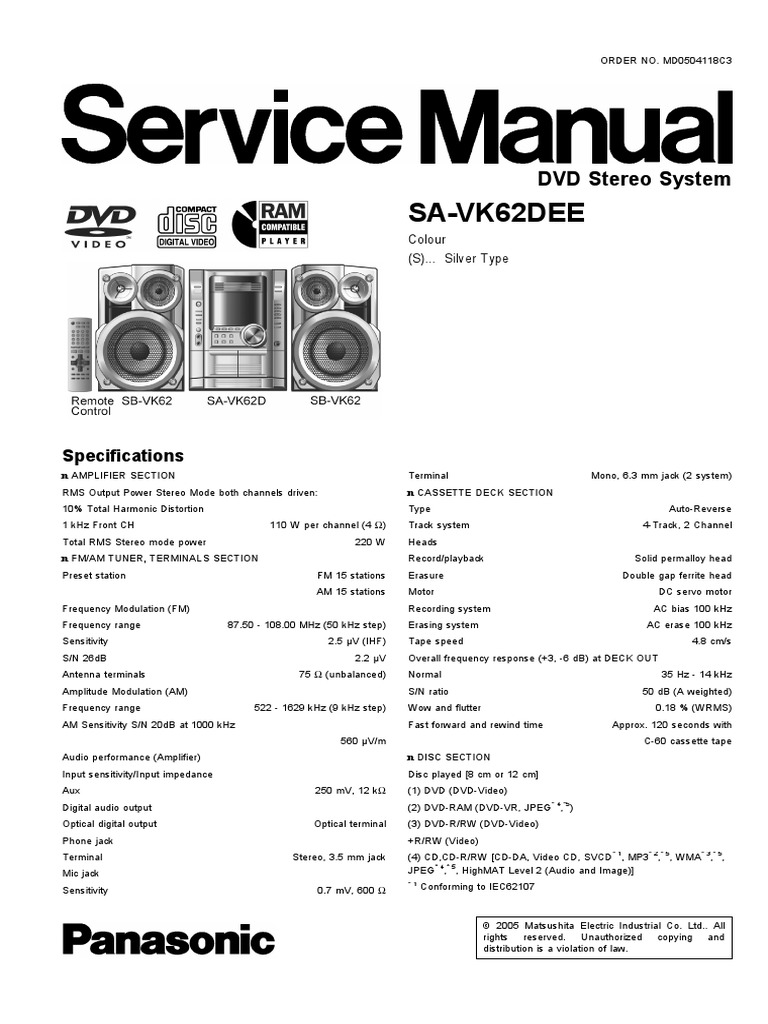 Panasonic Sa-Vk62d PDF | PDF | Electrostatic Discharge | Electronics