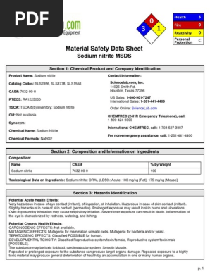 Msds Of Sodium Nitrite Pdf Explosion Toxicity