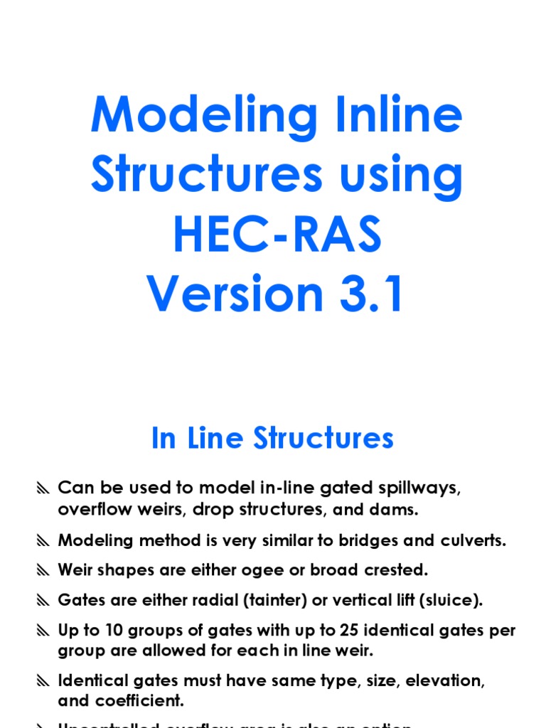 HEC-RAS Inline Structure Modeling Guide | PDF | Spillway | Civil ...