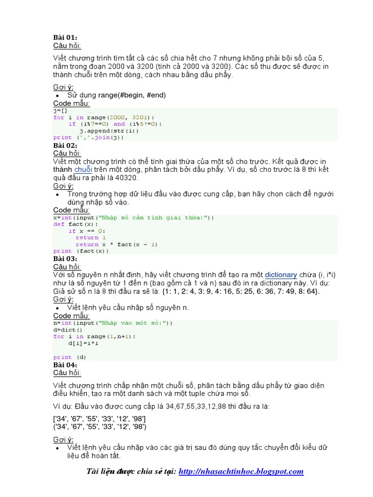 Ebook 100 bai tap lap trinh python tieng viet pdf
