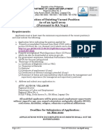 Publication of Existing Vacant Position As of 22 April 2019 (Pursuant To RA 7041)