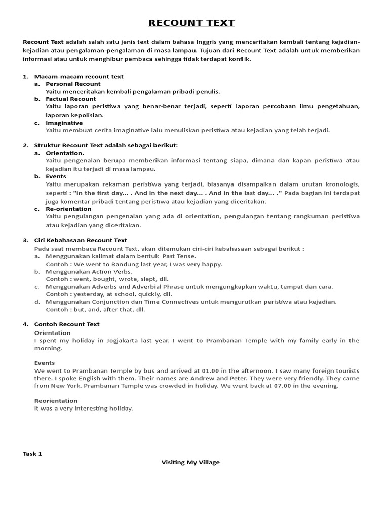 Contoh Recount Text Dalam Bahasa Inggris Berbagai Contoh