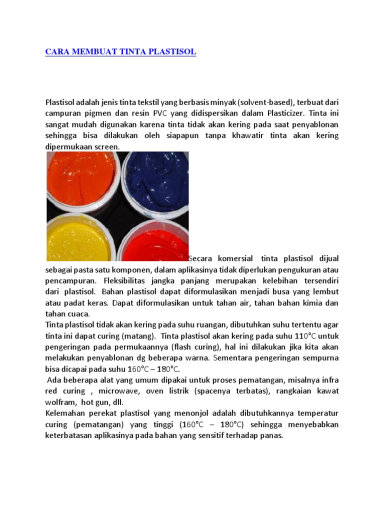 Cara Membuat Tinta Plastisol PVC | PDF | Sains & Matematika