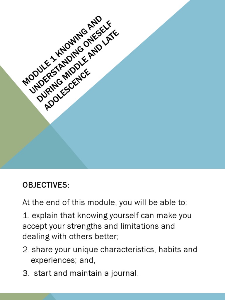 Understanding Oneself in Adolescence | PDF | Self | Self Concept