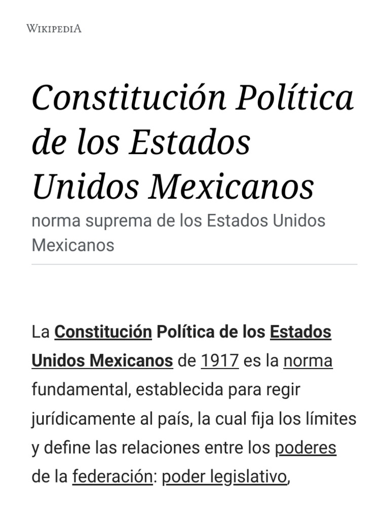 Constitución Política de Los Estados Unidos Mexicanos | PDF | Ley ...