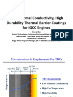 Low Thermal Conductivity, High Durability Thermal Barrier Coatings for IGCC Engines