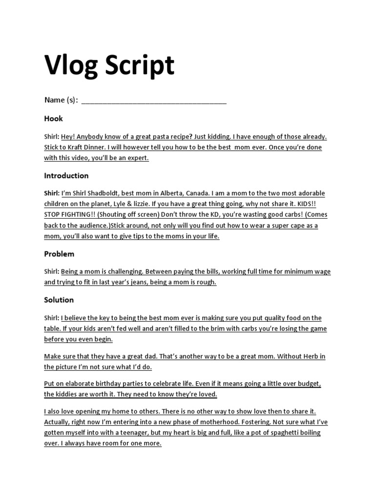 house tour vlog script