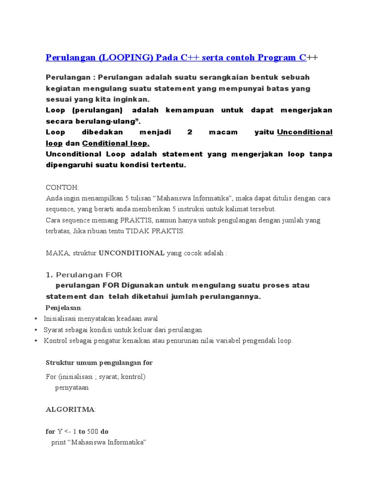 Metode Pengulangan dalam C++ | PDF | Metode & Bahan Ajar | Komputer