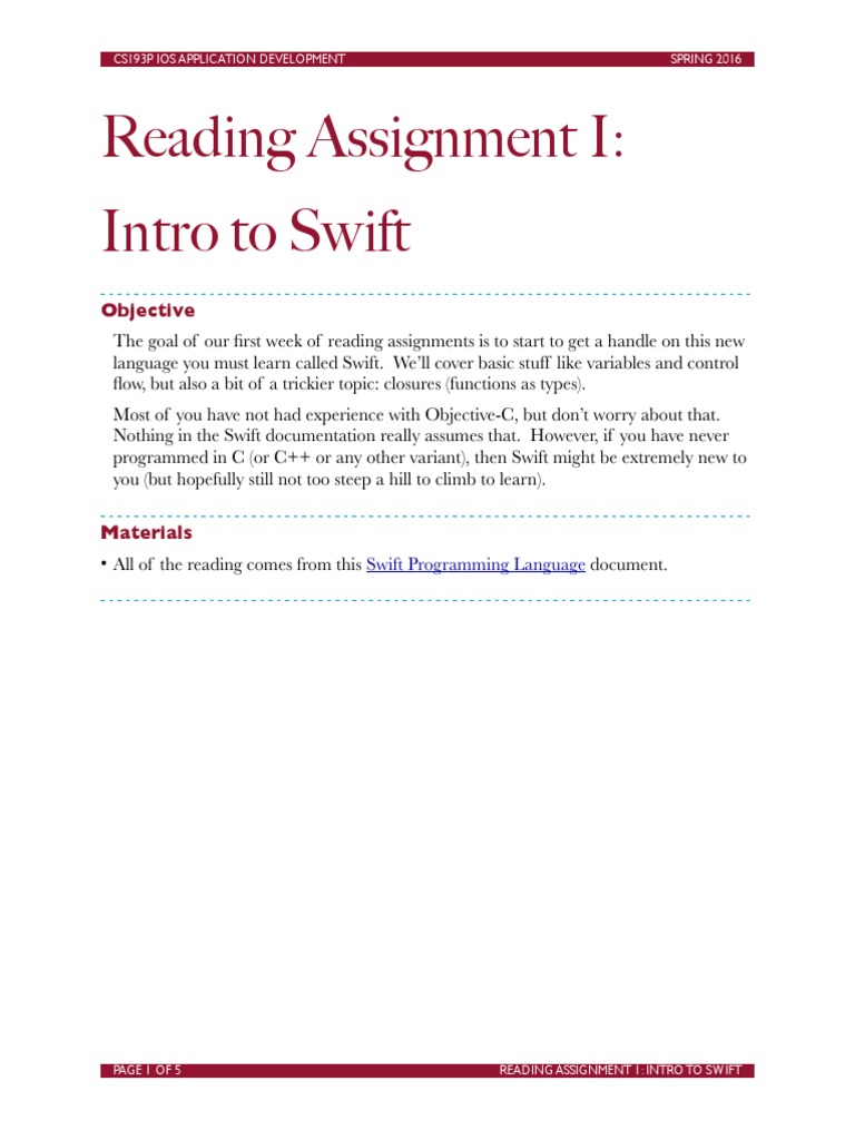 Intro to Swift Programming Basics | PDF | Swift (Programming Language ...