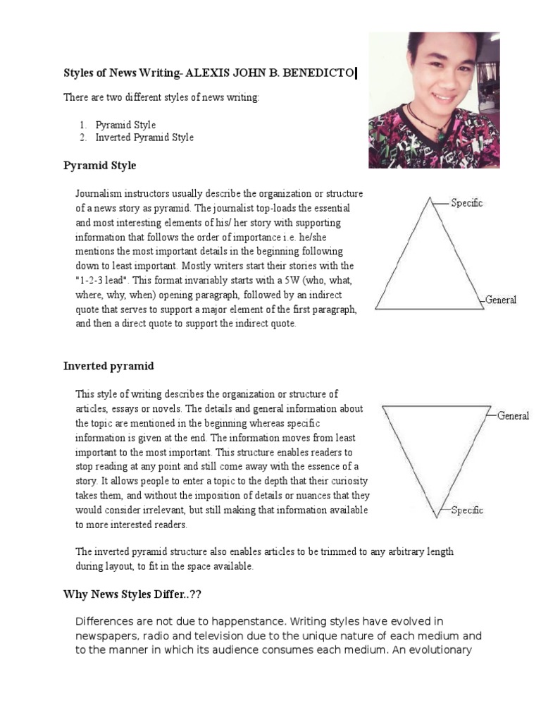 Inverted Pyramid in News Writing | PDF | News | Mass Media