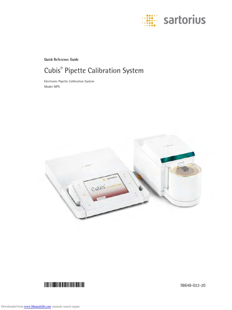Cubis Pipette Calibration System Quick Reference Guide PDF Ac