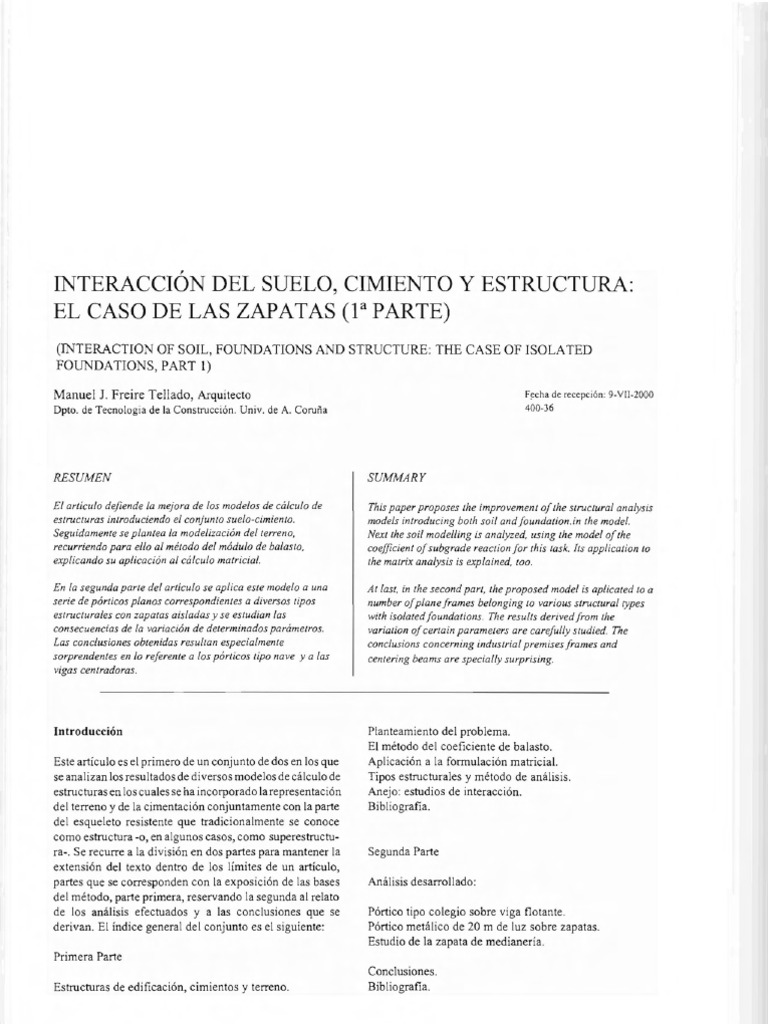 Interacción Suelo Cimiento Estructura | PDF | Fundación (Ingeniería