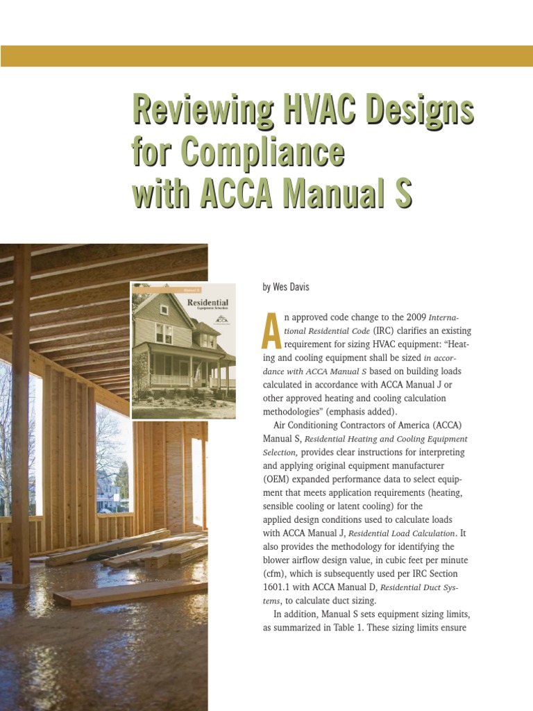 Reviewing HVAC Designs For Compliance With ACCA Manual S | PDF | Air ...
