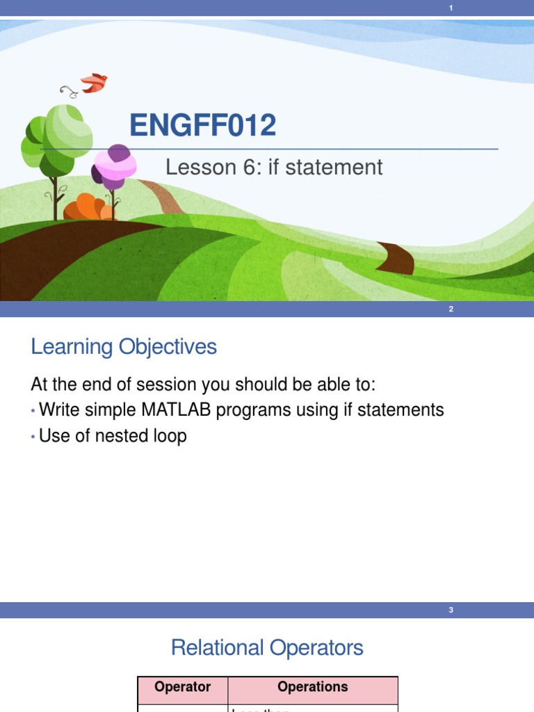 ENGFF012: Lesson 6: If Statement | PDF | Function (Mathematics ...