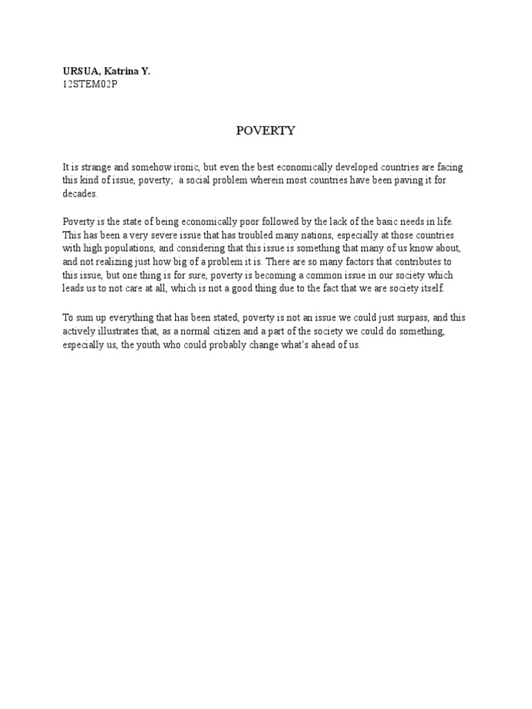 effects of poverty essay pdf
