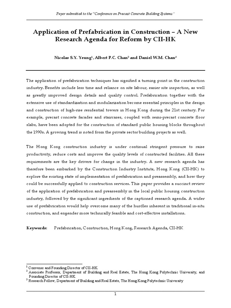Prefabrication in Hong Kong Housing | PDF | Precast Concrete | Wall
