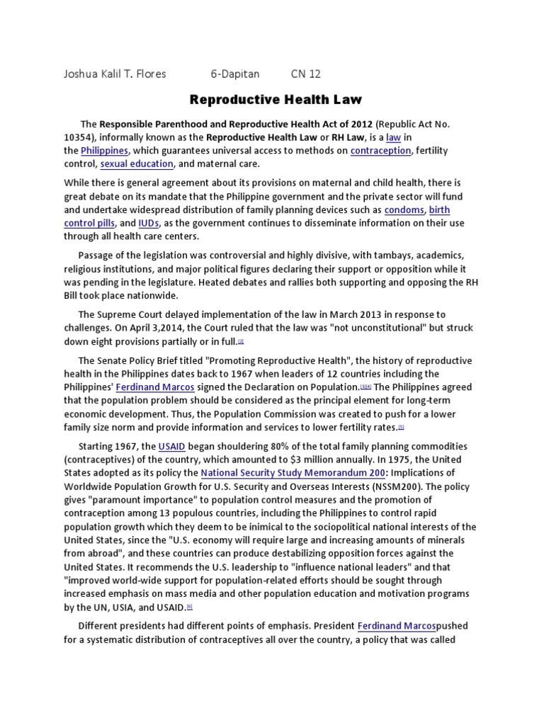 Overview of the RH Law in the Philippines | PDF | Public Sphere | Human ...