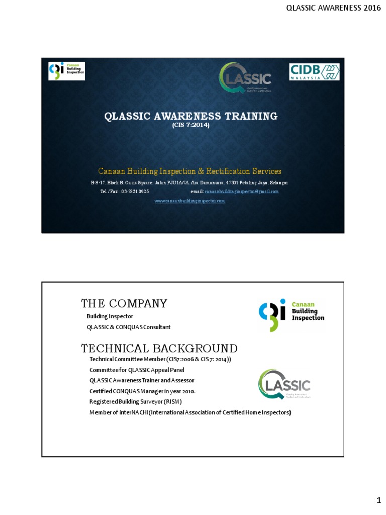 New Qlassic Assessment A Better Assessment System Compare To Conquas Part 1 Pdf Precast Concrete Apartment