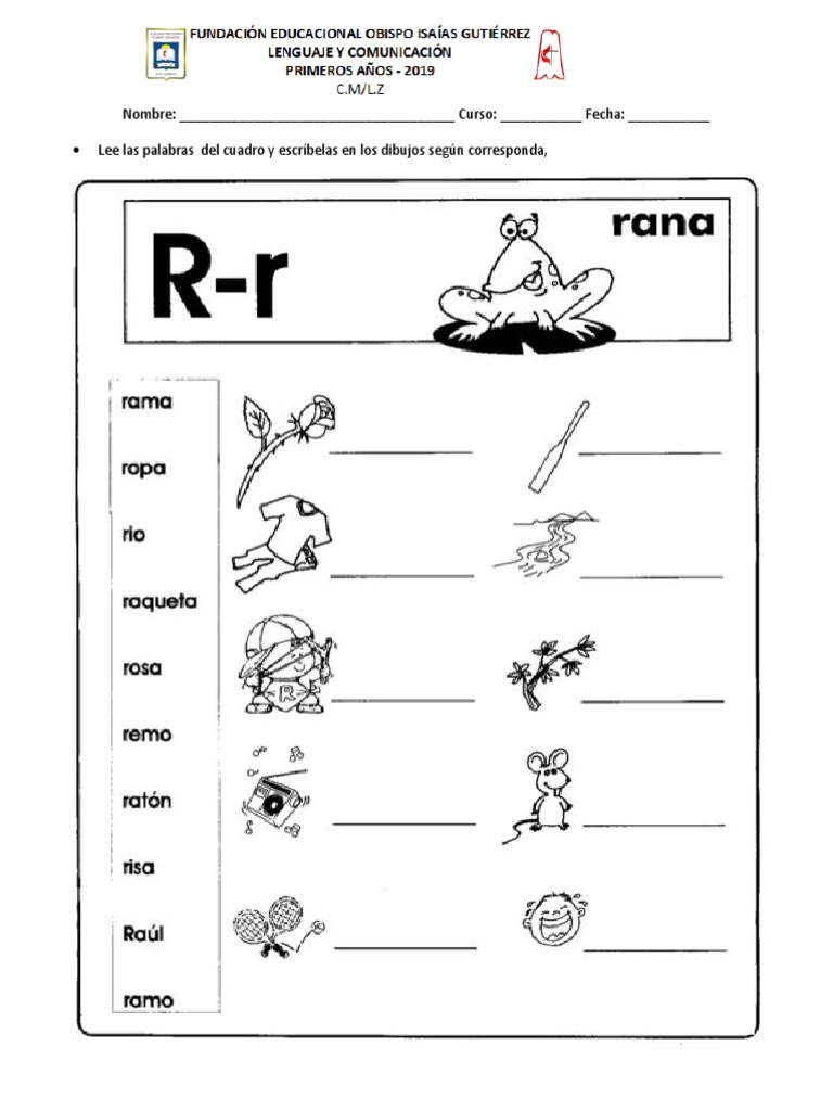 Actividad de Palabras y Dibujos | PDF