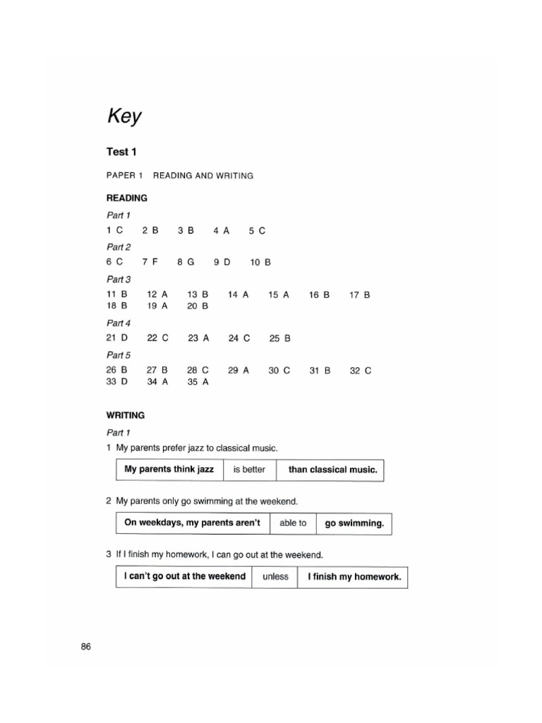 Pet Book 2 Test 1 Answer Key Pdf Pdf