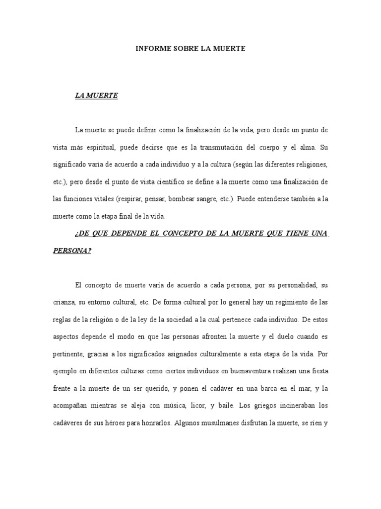 Informe Sobre La Muerte Dolor Muerte