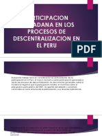 Participacion Ciudadana en Los Procesos de Descentralizacion en El Peru