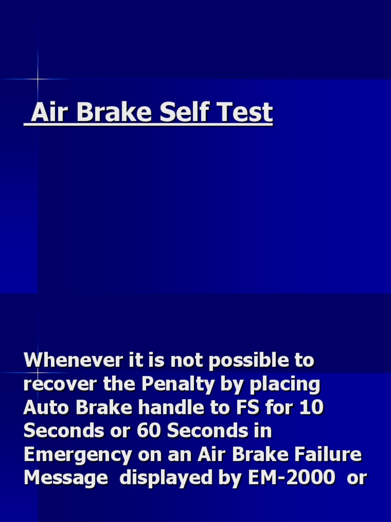 6-A) J-Air Brake Self Test | PDF | Equipment | Machines