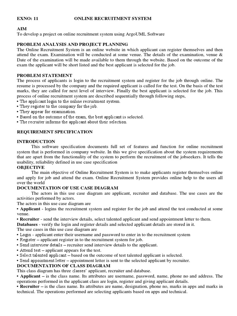 10.online Recruitment System | PDF | Use Case | Specification 