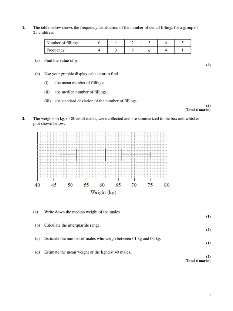 Statistics Worksheet Math Studies IB | PDF | Statistical Hypothesis ...