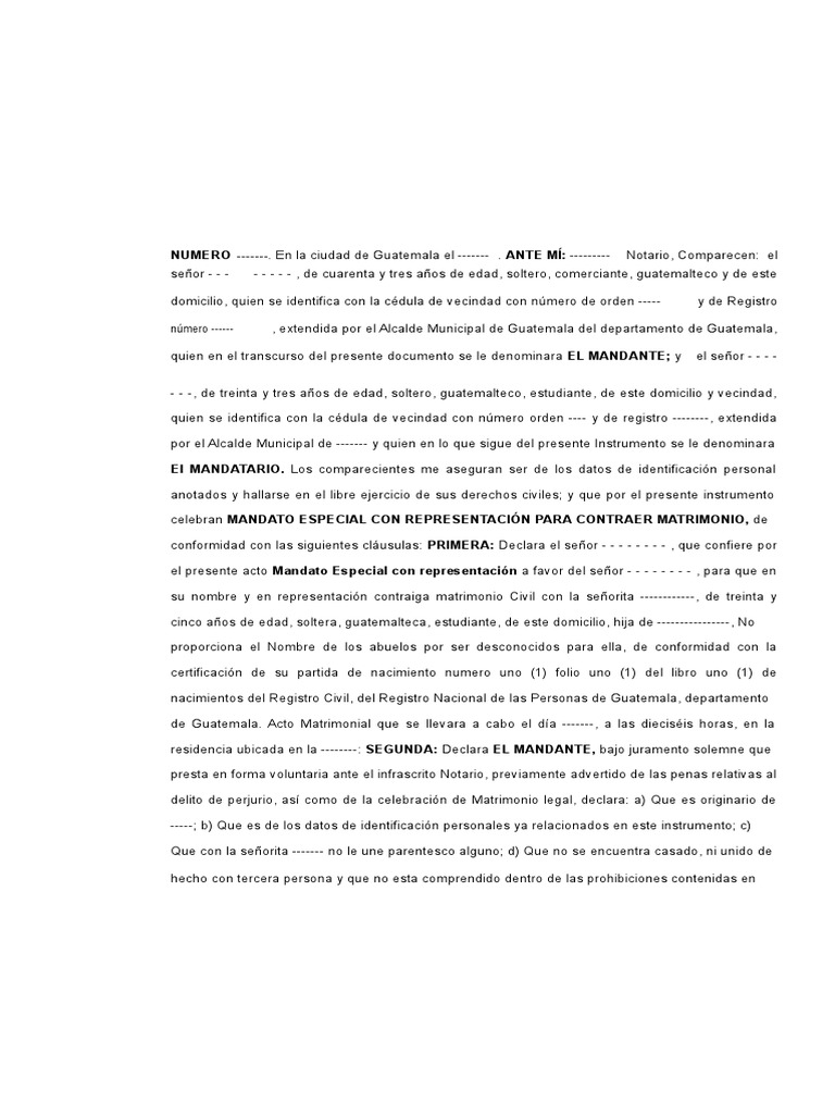 Mandato Especial para Contraer Matrimonio | PDF | Guatemala | Matrimonio