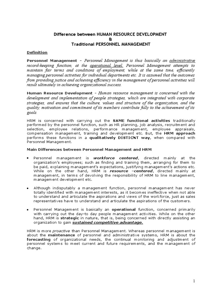 HRM vs Personnel Management Explained | PDF | Human Resource Management ...