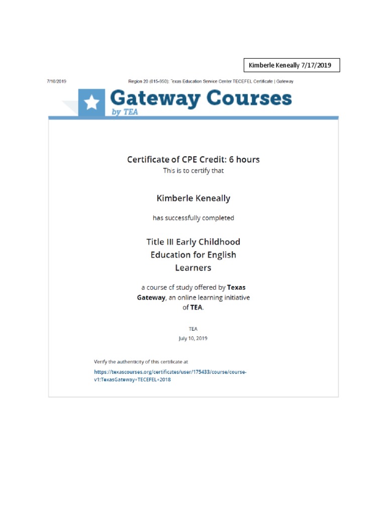 Ell Cert | PDF