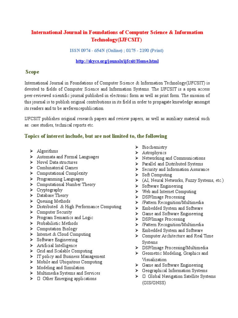 International Journal in Foundations of Computer Science & Information ...