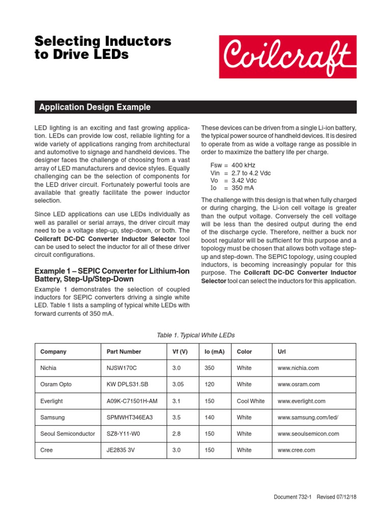 LED Driver Inductor Selection Guide | PDF | Inductor | Light Emitting Diode