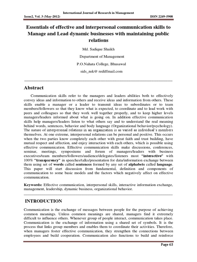 Communication Pdf Communication Leadership
