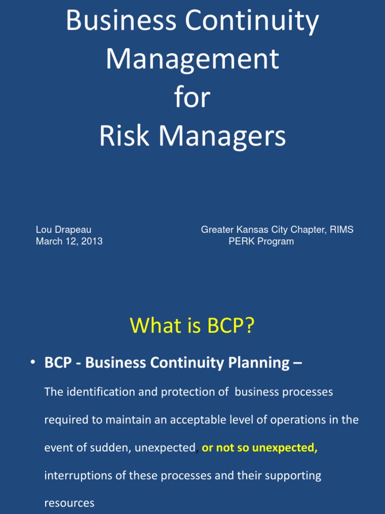 March 2013 DRI Presentation | PDF | Risk Management | Emergency Management