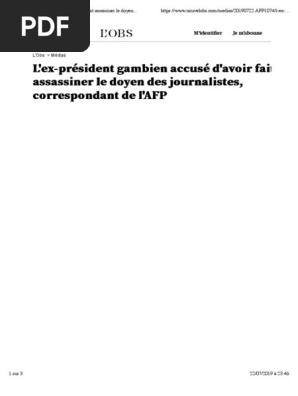 L Obs Medias L Ex President Gambien Accuse D Avoir Fait Assassiner Le Doyen Gambie Sphere Publique