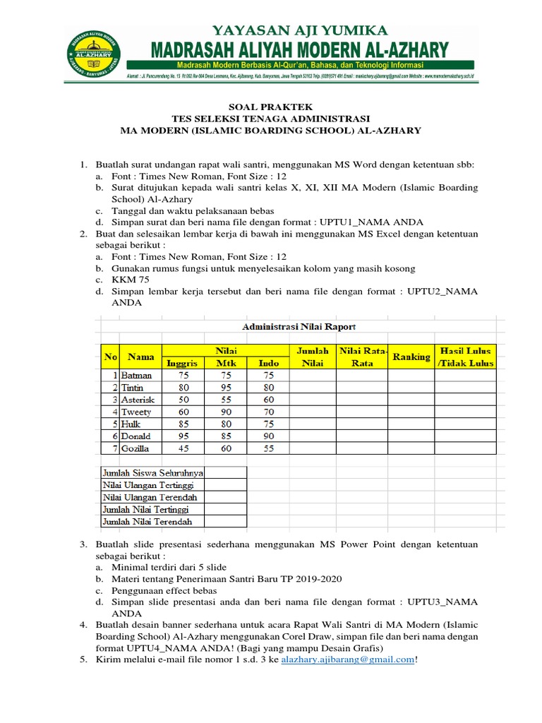 Contoh Soal Tes Tertulis Bagian Administrasi Sekolah Jawabanku Id