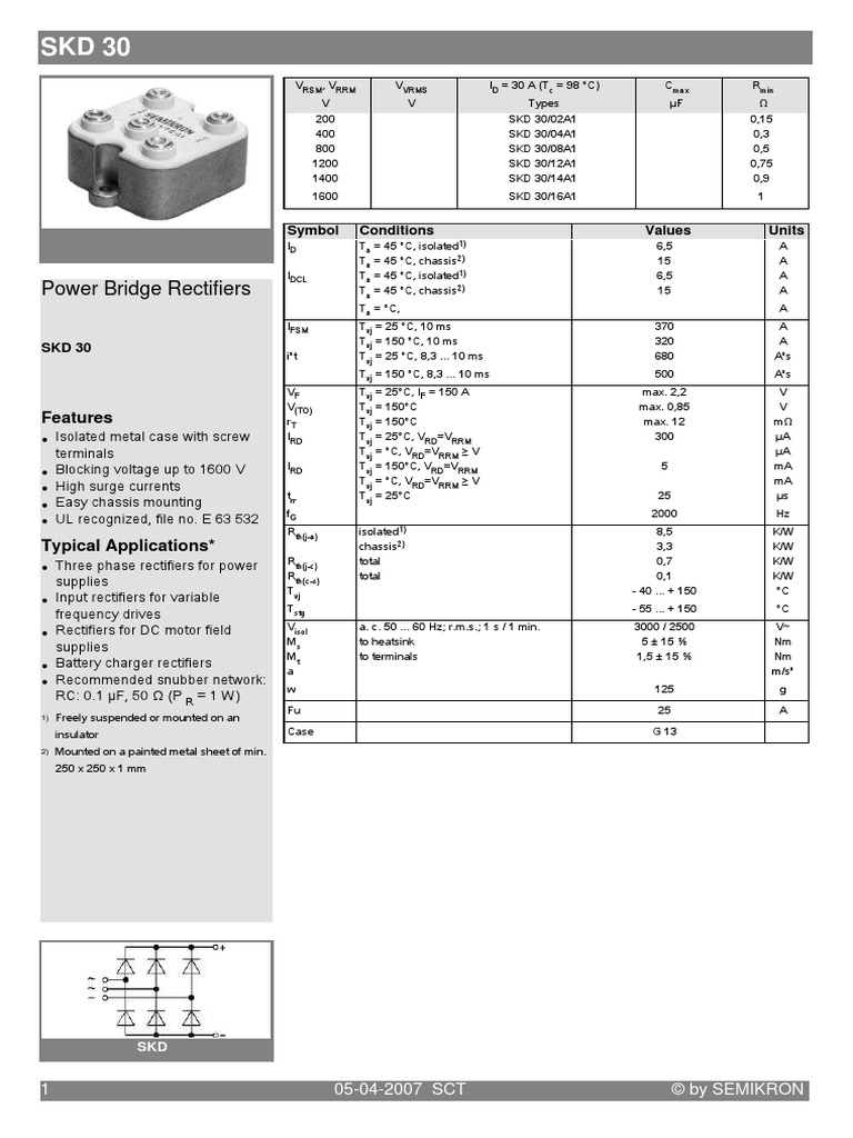 Power Bridge Rectifiers Features PDF Electrical Engineering