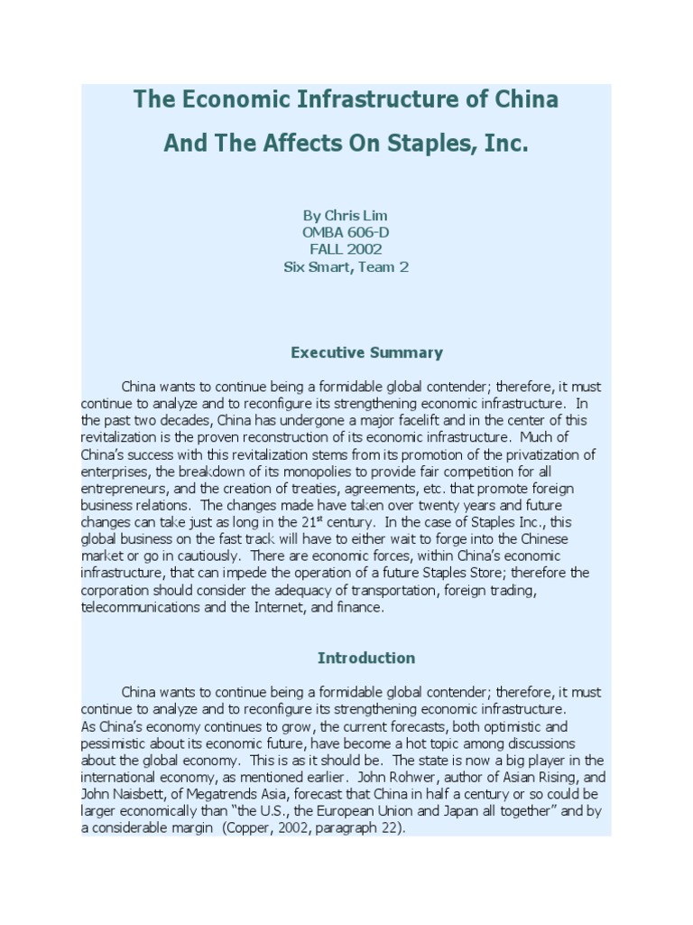 The Economic Infrastructure of China | PDF | China | World Politics