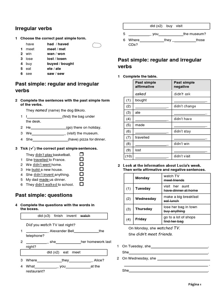 Irregular Verbs: REINFORCEMENT MATERIAL - Bilingual Students | PDF