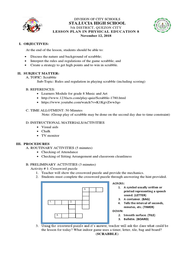 Scrabble Lesson Plan Teachers