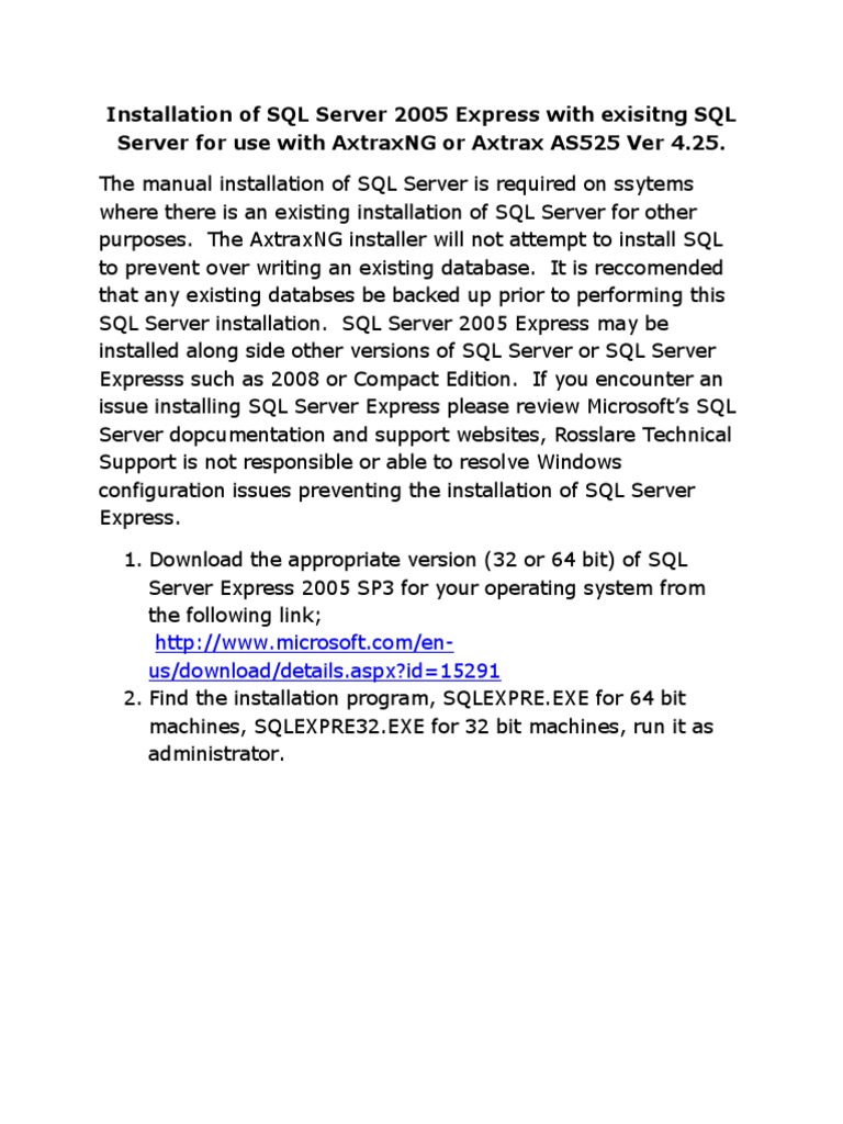 SQL Server 2005 Express Installation Guide | PDF | Microsoft Sql Server ...