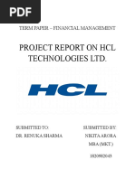 Project Report On HCL Technologies LTD.: Term Paper - Financial Management